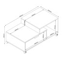 Sofabord HOME4YOU Hannes 90x50x40 cm rustikk / svart melamin - Lyst rustikt tre / svart