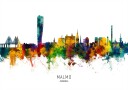 Malmo Sweden Skyline Plakat / 100x150cm