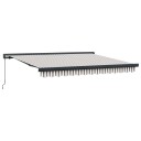 vidaXL Uttrekkbar markise Lys Grå og Hvit 450 × 300 cm