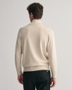 Klassisk bomullsgenser med halv glidelås LIGHT BEIGE MELANGE XL