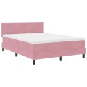  Bokspring Seng med Madrass og LED Rosa 140x190 cm Fløyel