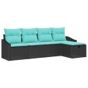 vidaXL Sofa sett med pute med lagring Svart polyrotting