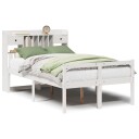  Seng med bokhylle uten madrass hvit 135x190 cm heltre furu 8721158608338