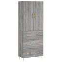 vidaXL Highboard grå sonoma 69,5x34x180 cm konstruert tre 8720845410902