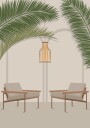 Free Your Mind 1 Modern Tropical Lounge with Palm Leaves and Chairs Plakat Plakat / 40x50cm