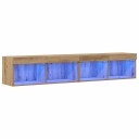  TV Veggskap med LED lamper 2 stk Kunstig eik 80x30x30 cm