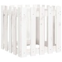 Plantekasse med gjerdedesign hvit 50x50x50 cm heltre furu