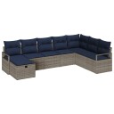 vidaXL Sofa sett med pute med lagring 8 pcs Grå polyrotting