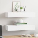 vidaXL Veggmonterte skuffehyller 2 stk hvit 60x23,5x10 cm MDF