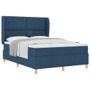  Box Spring Seng med Madrass   Blå   140x200 cm   Stoff