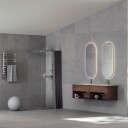 Svedbergs Skoga Dusjvegg Rett (Walk-in) Svart Matt / 87cm Klart Glass