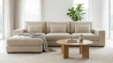 Dubai Ekstra dyp 4 seters modulsofa med divan høyre i stoff ekstra dyp   Lys beige
