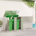 vidaXL Oppbevaring for 3 søppelbøtter sølv 340 x 77.5 x 115.5 cm