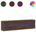  TV Veggskap med LED brun eik 180x31x45 cm