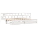  Uttrekkbar dagseng med skuffer hvit 90x200 cm heltre furu