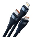 Baseus Flash Series 3-i-1 USB Kabel 1.2m 66W USB-C + Micro + Lightning Blå