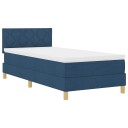  Box Spring seng med madrass & LED blå 90x190 cm stoff