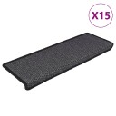 vidaXL Selvklebende trappematter sisal 15 stk 65x21x4 cm antrasitt