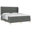  Box Spring Seng med Madras   Mørkegrå 180x200 cm Stoff