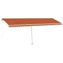 vidaXL Frittstående manuell uttrekkbar markise 600x300 cm oransje og brun