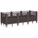 Plantekasse med plugger brun 123,5x43,5x43,5 cm PP