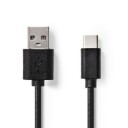 Nedis USB-kabel | USB 2.0 | USB-A Han | USB-C™ Hann | 5 W | 480 Mbps | Nikkel belagt | 2.00 m | Rund | PVC | Sort | Label