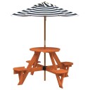  Piknikbord for 4 barn med parasoll rund heltre gran