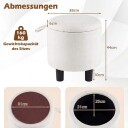 Rund linfot med oppbevaring – beige 38 cm