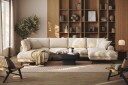 Copenhagen Premium 5 personers Venstrevendt U formet Dyb Sofa med Divan og Chaiselong i Chenille   Lys beige