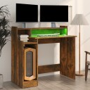 vidaXL Skrivebord med LED-lys røkt eik 97x90x45 cm konstruert tre