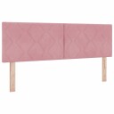  Hodegavl med diamantblokkdesign i rosa 144cm fløyel