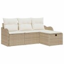  Hagesofa Set 4 pcs beige og krem 176 x 117 x 85 cm Poly rattan