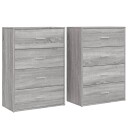  Skjenker 2 stk grå sonoma 60x31x84 cm konstruert tre 8721102594687