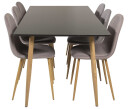 Venture Design Polar & Polar spisegruppe Svart/grå 6 st stoler & bord 180 x 90 cm