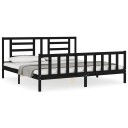 vidaXL Sengeramme med hodegavl svart 200x200 cm heltre