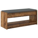 vidaXL Gangbenk med pute med hylle Gammelt tre 103 x 38 x 45 cm
