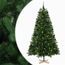 vidaXL Kunstig juletre med julekuler 210 cm 300 LED-lys Varmhvit PVC