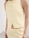 Mango Linen Toggle Waistcoat   Yellow   L