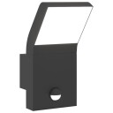 Veggmonterte LED utelampe med sensor svart støpt aluminium