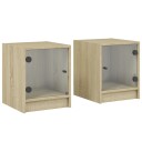  Nattbord med glassdører 2 stk sonoma eik 35x37x42 cm 8721012212985
