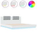 Sengeramme med hodegavl og LED-lys hvit 180x200 cm 8721012277243