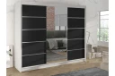 Cyria Garderobe med romslig Oppbevaring og Skyvedører med Speil 200x215 cm - Svart/Hvit