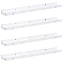  Vegghylle 4 pcs Hvit marmor 60 x 9 x 3 cm Konstruert tre