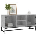vidaXL Sideskap med glassdører betonggrå 102x37x50 cm 8721012214859