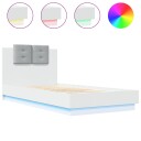  Sengeramme med hodegavl og LED-lys hvit 90x190 cm 8721012277946