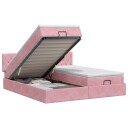 vidaXL Ottoman seng med madrass med hodegjerde 2 pcs Rosa Fløyel