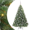  Kunstig juletre med 300 LED med stativ grønn 180 cm PE og PVC