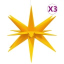 vidaXL Herrnhuter stjernelys med LED 3 stk sammenleggbar gul 100 cm