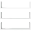  Vegghyller 3 stk hvit 80x18x18 cm konstruert tre 8721158361554