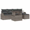 vidaXL Hagesofa Set med pute 6 pcs Grå polyrotting